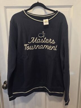 Masters Tournament Navy Crewneck Sweatshirt with White Trim Size L